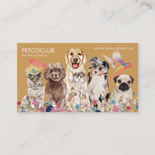 Yellow Beige Cat Dog Bird Pet Veterinary Visitekaartje