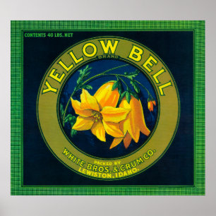 Yellow Bell Apple Crate LabelLewiston, ID Poster