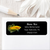 Yellow Betta Fighting Fish Return Address Etiket (Insitu)
