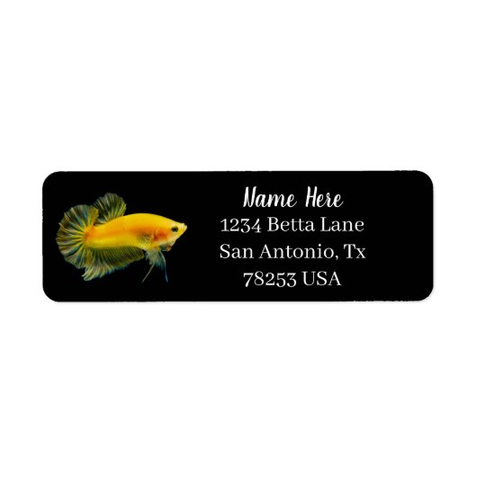 Yellow Betta Fighting Fish Return Address Etiket (Voorkant)