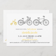 Yellow Bicycle Baby shower Invitation