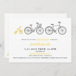 Yellow Bicycle Baby shower Invitation Kaart