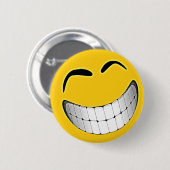 Yellow Big Grin Face Ronde Button 5,7 Cm (Voorkant /achterkant)