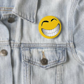 Yellow Big Grin Face Ronde Button 5,7 Cm (In situ)