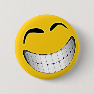 Yellow Big Grin Face Ronde Button 5,7 Cm
