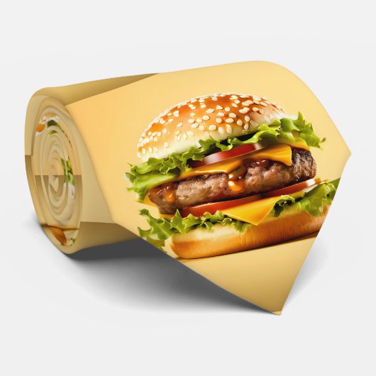 Yellow Big Hamburger Stropdas (Opgerold)