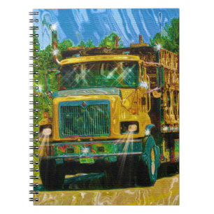 Yellow Big Rig Scaffolding Transporter Truck Notitieboek