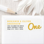 Yellow Big Sketch One Twins Birthday Party Labels (Insitu)
