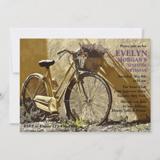 Yellow Bike Invitation Kaart (Voorkant)