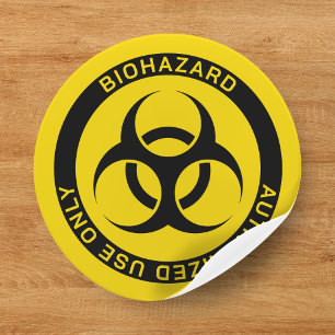 Yellow Biohazard Authorised Use Only Voorzichtighe Ronde Sticker