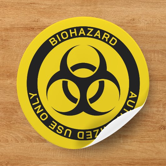 Yellow Biohazard Authorised Use Only Voorzichtighe Ronde Sticker