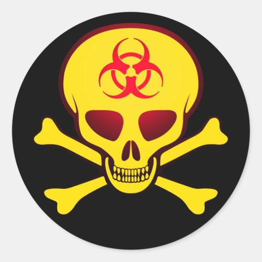 Yellow Biohazard Skull Sticker (Voorkant)