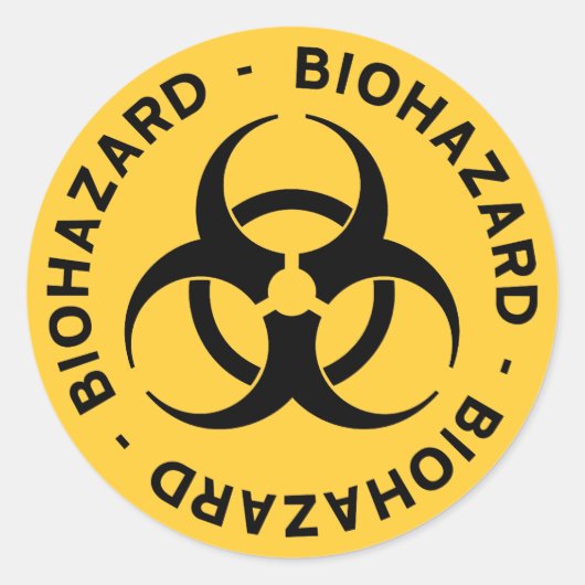 Yellow Biohazard Symbol Sticker (Voorkant)