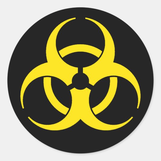 Yellow Biohazard Symbol Sticker (Voorkant)