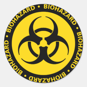 Yellow Biohazard Symbol Sticker