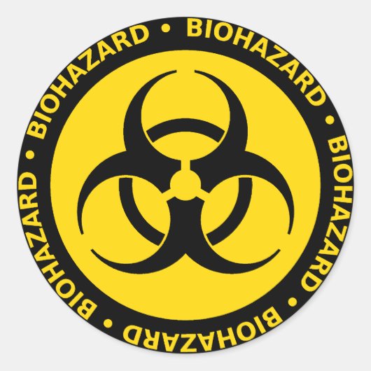 Yellow Biohazard Symbol Sticker (Voorkant)