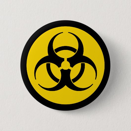 Yellow Biohazard Symbool Ronde Button 5,7 Cm (Voorkant)
