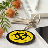 Yellow Biohazard Symbool Sleutelhanger (Zijkant)