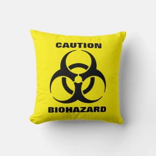 Yellow Biohazard Symbool Warning Sign. Kussen