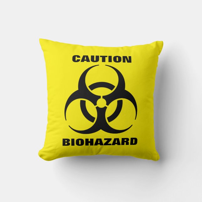Yellow Biohazard Symbool Warning Sign. Kussen (Voorkant)