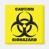 Yellow Biohazard Symbool Warning Sign. Magneet (Voorkant)