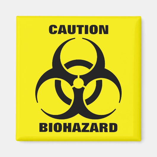 Yellow Biohazard Symbool Warning Sign. Magneet (Voorkant)