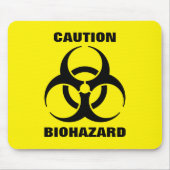 Yellow Biohazard Symbool Warning Sign. Muismat (Voorkant)