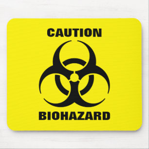 Yellow Biohazard Symbool Warning Sign. Muismat