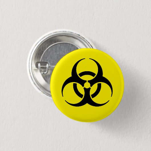 Yellow Biohazard Symbool Warning Sign. Ronde Button 3,2 Cm (Voorkant /achterkant)