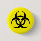 Yellow Biohazard Symbool Warning Sign. Ronde Button 3,2 Cm (Voorkant)