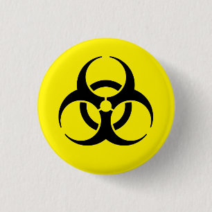 Yellow Biohazard Symbool Warning Sign. Ronde Button 3,2 Cm