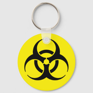 Yellow Biohazard Symbool Warning Sign. Sleutelhanger