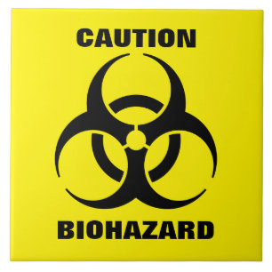 Yellow Biohazard Symbool Warning Sign. Tegeltje