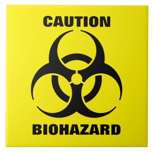 Yellow Biohazard Symbool Warning Sign. Tegeltje (Voorkant)