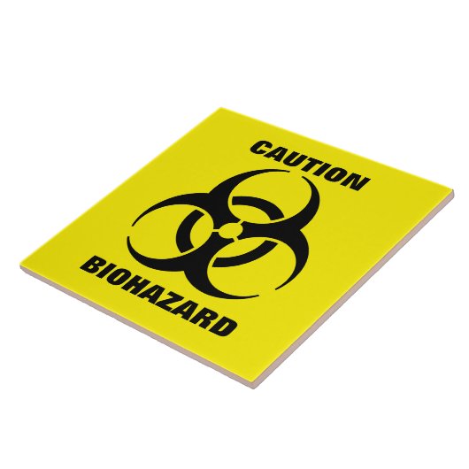 Yellow Biohazard Symbool Warning Sign. Tegeltje (Zijkant)