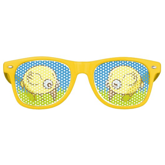 Yellow bird cartoon retro zonnebril (Voorkant)