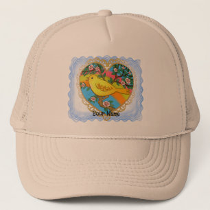 Yellow Bird Heart Grandma Trucker Pet