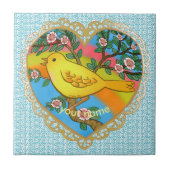 Yellow Bird Heart Tegeltje (Voorkant)