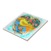 Yellow Bird Heart Tegeltje (Zijkant)