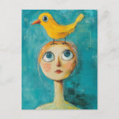 Yellow Bird on Her Head Briefkaart (Voorkant)
