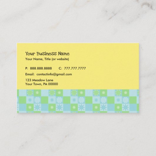 Yellow Bird Patchwork Visitekaartje v (Achterkant)