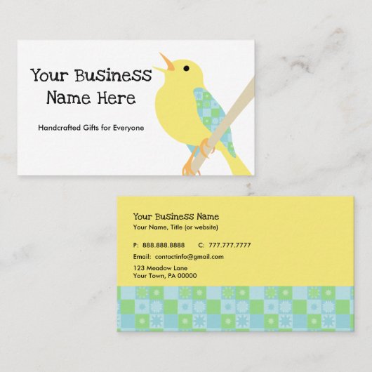 Yellow Bird Patchwork Visitekaartje v (Voorkant / Achterkant)