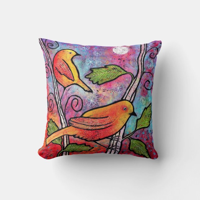 Yellow Bird Pillow Kussen (Voorkant)