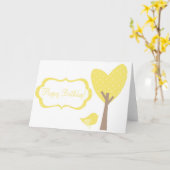 Yellow Bird Retro Polka Dots Verjaardag Kaart (Gele Bloem)