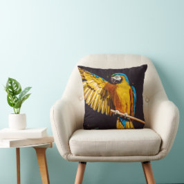 Yellow Bird Wildlife ara Kussen