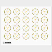 *~* Yellow Birdie Clouds Sky Baby shower Dank u Ronde Sticker (Vel)