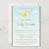 ** Yellow Birdie Glitter Baby shower Uitnodiging (Voorkant)