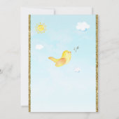 ** Yellow Birdie Glitter Baby shower Uitnodiging (Achterkant)