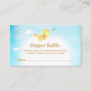 *~* Yellow Birdie Sky Baby shower Diaper Raffle Informatiekaartje