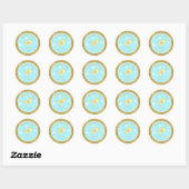*~* Yellow Birdie Sky Cloud Baby shower Dank u Ronde Sticker (Vel)